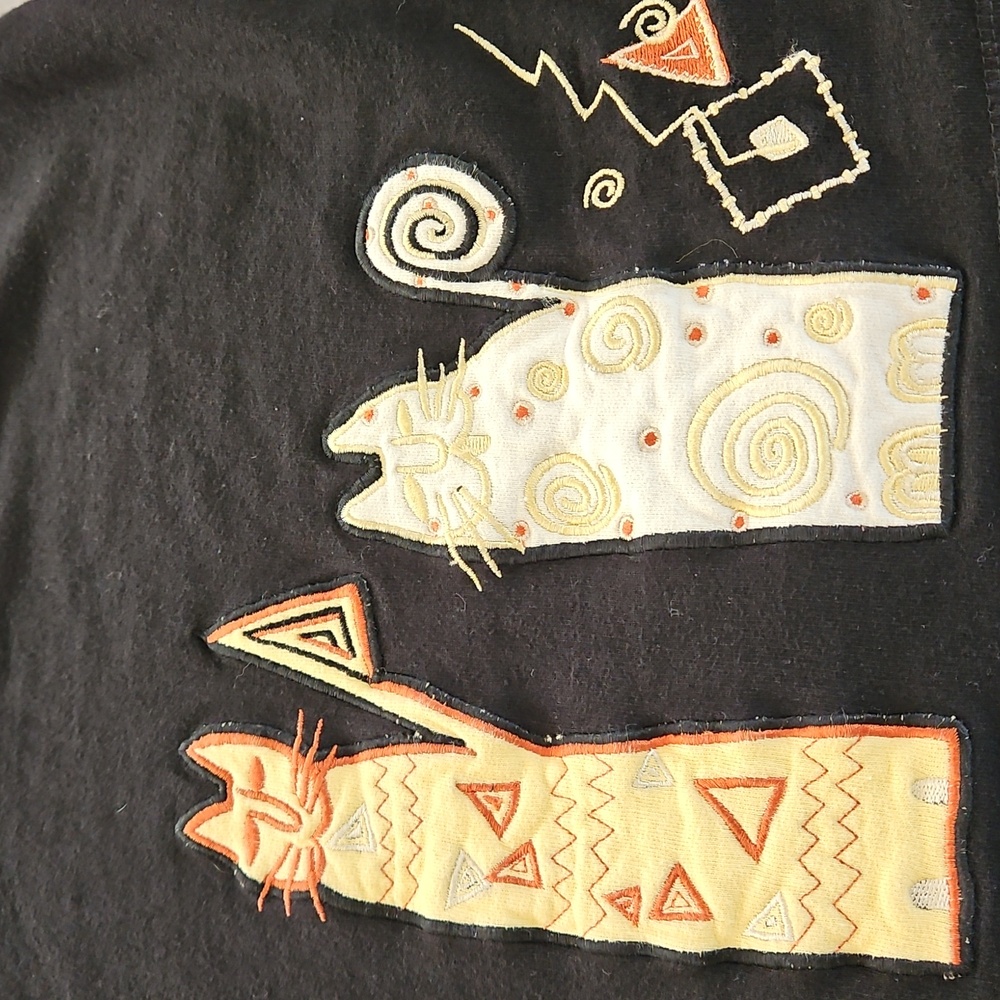 Vintage Onque Petite Cat Applique Top Size S Petite - Picture 7 of 10